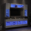 Muebles de pared de TV con luces LED 6 piezas blanco