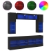 Muebles de pared de TV con luces LED 6 piezas negro