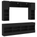 Muebles de pared de TV con luces LED 6 piezas negro