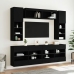 Muebles de pared de TV con luces LED 6 piezas negro