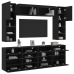 Muebles de pared de TV con luces LED 6 piezas negro