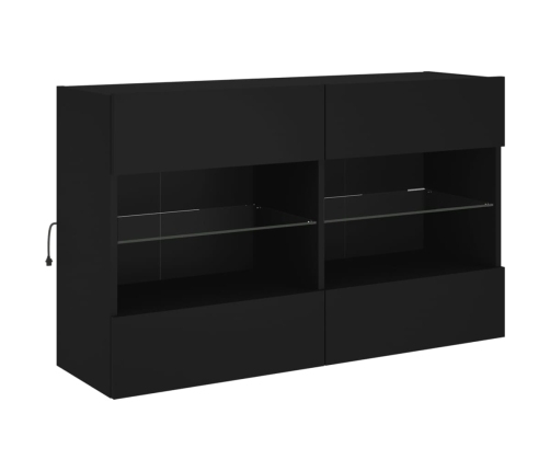 Muebles de pared de TV con luces LED 6 piezas negro