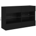 Muebles de pared de TV con luces LED 6 piezas negro