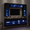 Muebles de pared de TV con luces LED 6 piezas negro