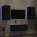 Muebles de TV de pared con LED 4 pzas madera ingeniería negro