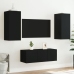 Muebles de TV de pared con LED 4 pzas madera ingeniería negro