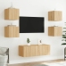 Muebles TV pared con LED 6 pzas madera ingeniería roble Sonoma