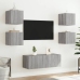 Muebles TV pared con LED 6 pzas madera ingeniería gris Sonoma