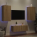 Muebles TV pared con LED 4 pzas madera ingeniería roble Sonoma