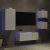 Muebles de TV de pared con LED 5 pzas madera ingeniería blanco