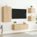 Muebles TV pared con LED 5 pzas madera ingeniería roble Sonoma