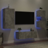 Muebles TV pared con LED 5 pzas madera ingeniería gris hormigón