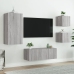 Muebles TV pared con LED 5 pzas madera ingeniería gris Sonoma