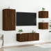 Muebles TV pared con LED 5 pzas madera ingeniería marrón roble