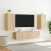 Muebles TV pared con LED 4 pzas madera ingeniería roble Sonoma