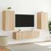 Muebles TV pared con LED 4 pzas madera ingeniería roble Sonoma