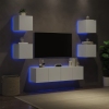 Muebles de TV de pared con LED 6 pzas madera ingeniería blanco