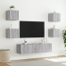 Muebles TV pared con LED 6 pzas madera ingeniería gris Sonoma