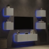 Muebles de TV de pared con luces LED 5 piezas blanco