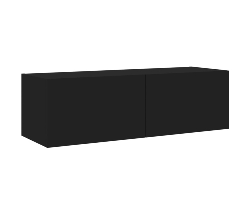 Muebles de TV de pared con luces LED 5 piezas negro