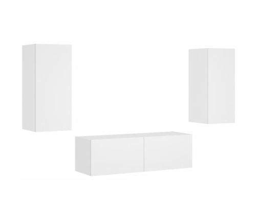 vidaXL Muebles de TV de pared con luces LED 3 piezas blanco