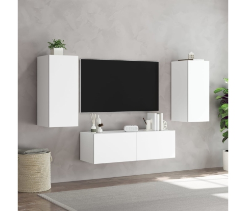 vidaXL Muebles de TV de pared con luces LED 3 piezas blanco