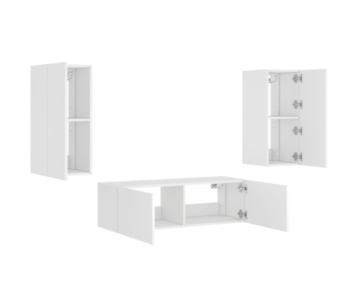 vidaXL Muebles de TV de pared con luces LED 3 piezas blanco