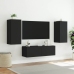 Muebles de TV de pared con luces LED 3 piezas negro