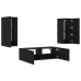 Muebles de TV de pared con luces LED 3 piezas negro