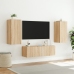 Muebles de TV de pared con luces LED 3 piezas roble Sonoma