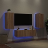 Muebles de TV de pared con luces LED 3 piezas roble Sonoma