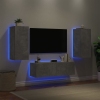 Muebles de TV de pared con luces LED 3 piezas gris hormigón