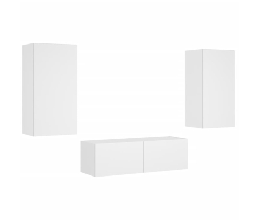 Muebles de TV de pared con luces LED 3 piezas blanco