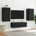 Muebles de TV de pared con luces LED 3 piezas negro