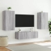 Muebles de TV de pared con luces LED 3 piezas gris Sonoma