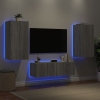 Muebles de TV de pared con luces LED 3 piezas gris Sonoma