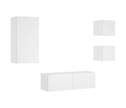 Muebles de TV de pared con luces LED 4 piezas blanco