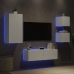 Muebles de TV de pared con luces LED 4 piezas blanco