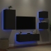 Muebles de TV de pared con luces LED 4 piezas negro