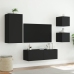 Muebles de TV de pared con luces LED 4 piezas negro