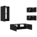 Muebles de TV de pared con luces LED 4 piezas negro