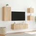 Muebles de TV de pared con luces LED 4 piezas roble Sonoma