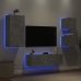 vidaXL Muebles de TV de pared con luces LED 4 piezas gris hormigón