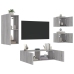 Muebles de TV de pared con luces LED 4 piezas gris Sonoma