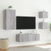 Muebles de TV de pared con luces LED 4 piezas gris Sonoma