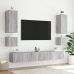 Muebles de TV de pared con luces LED 6 piezas gris Sonoma