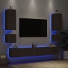 Muebles de TV de pared con luces LED 6 piezas marrón roble