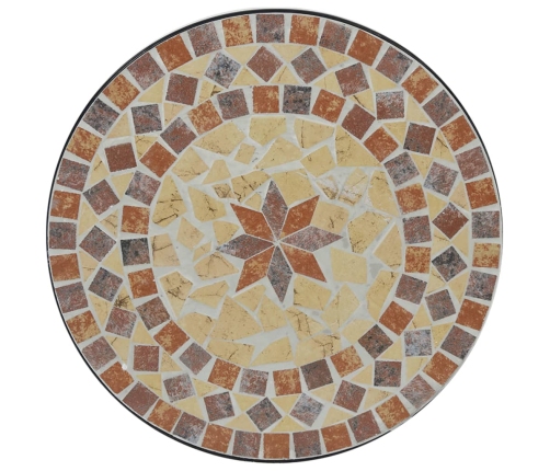 Mesa bistró de mosaico cerámica terracota y blanco Ø50x70 cm