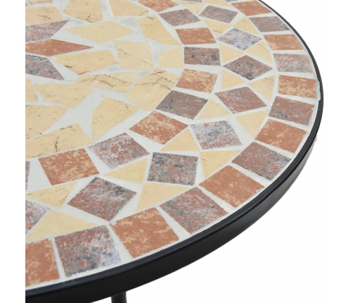 Mesa bistró de mosaico cerámica terracota y blanco Ø50x70 cm