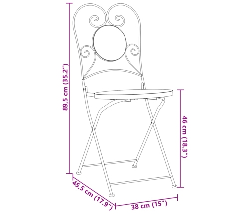 vidaXL Sillas de bistró plegables 2 unidades cerámica terracota